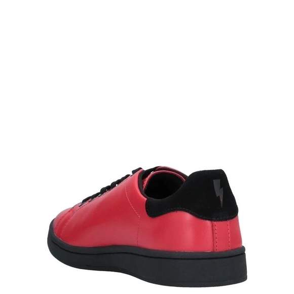 Women’s Neil Barrett Red Leather Tennis Trainer Thunderbolt Size 35 - Picture 4 of 7
